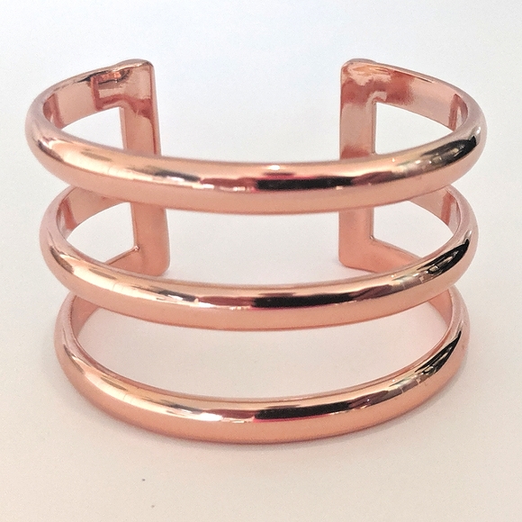 SOLD Rose Gold triple stack Statement Cuff - Picture 2 of 6